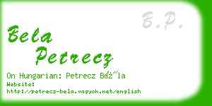 bela petrecz business card